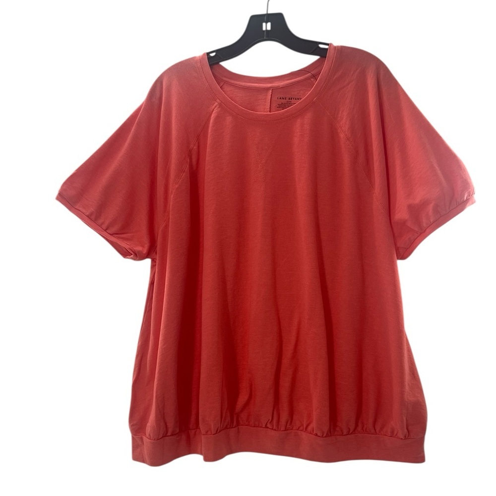 NWT Lane Bryant Puff Sleeve Open Crew Neck Women's Coral Top 22/24 - Picture 6 of 8